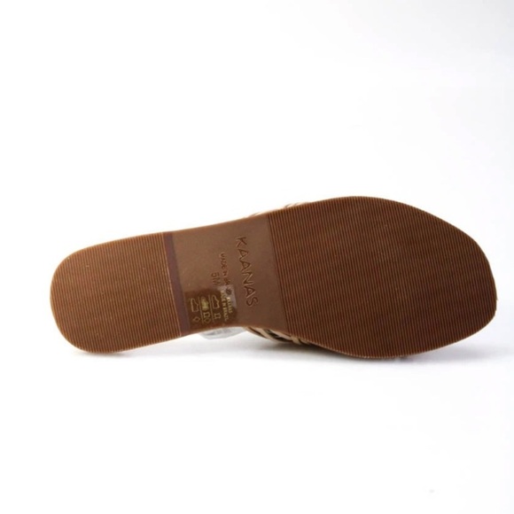 NIB KAANAS Miciela Sandals Beige 5 Strappy Knotted Leather Slide - Picture 4 of 10